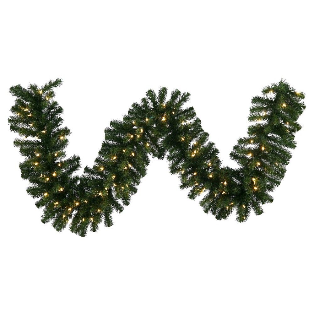 9Ft. Christmas Douglas Fir Garland With Led Lights - Green | Target