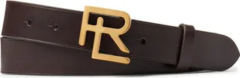 Ralph Lauren Purple Label Monogram Buckle Leather Belt | Nordstrom | Nordstrom