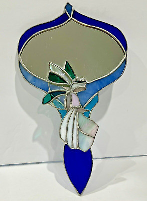 Vintage Stained Glass Blue/Green Multi-Color with Fairy Vanity Hand Held Mirror  | eBay | eBay US