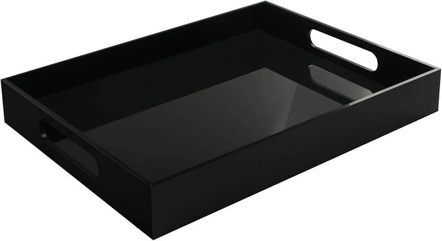 Tasybox Black Serving Tray, Acrylic Decorative Serving Trays with Handles for Kitchen Dining Room... | Amazon (US)