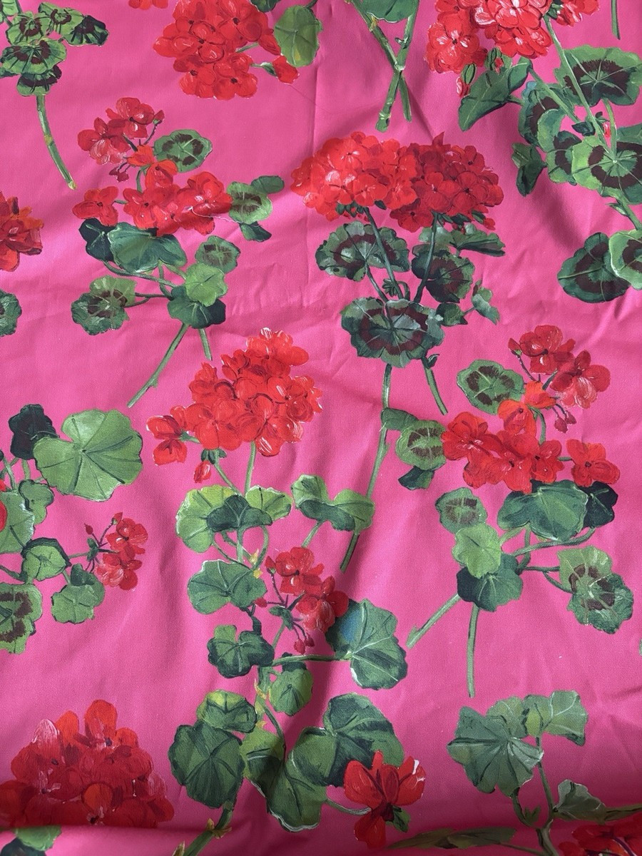 Oscar de La Renta Dress Deadstock Fabric Floral Cotton Twill Geranium | eBay US
