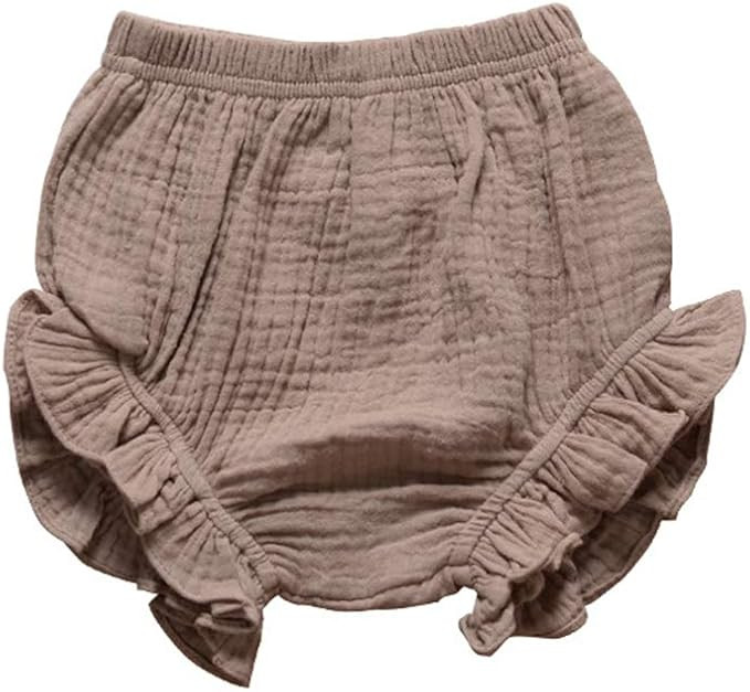 Toddler Baby Girls Kids Cotton Linen Ruffle Bloomer Shorts Diaper Cover | Amazon (US)