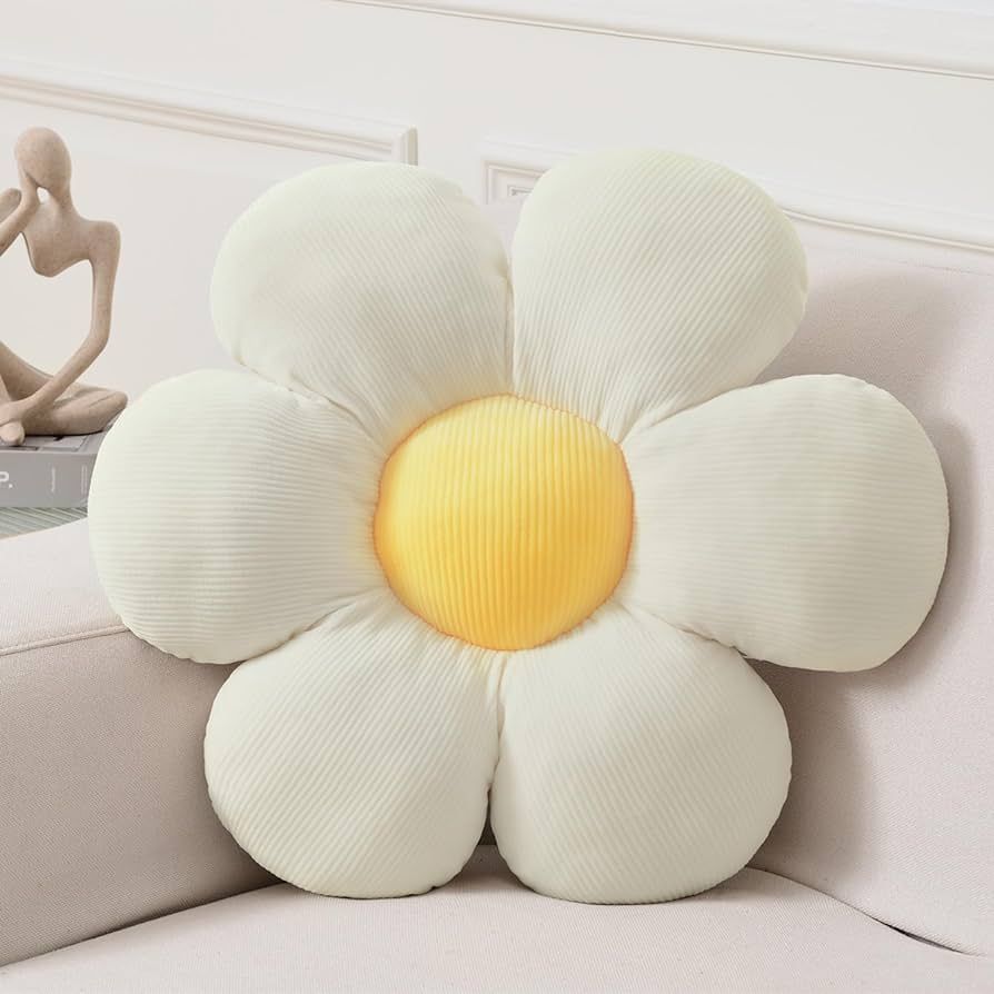 Vdoioe Flower Pillow, Flower Shaped Throw Pillow Cushion Seating six Petal 15.75" White Flower Pl... | Amazon (US)