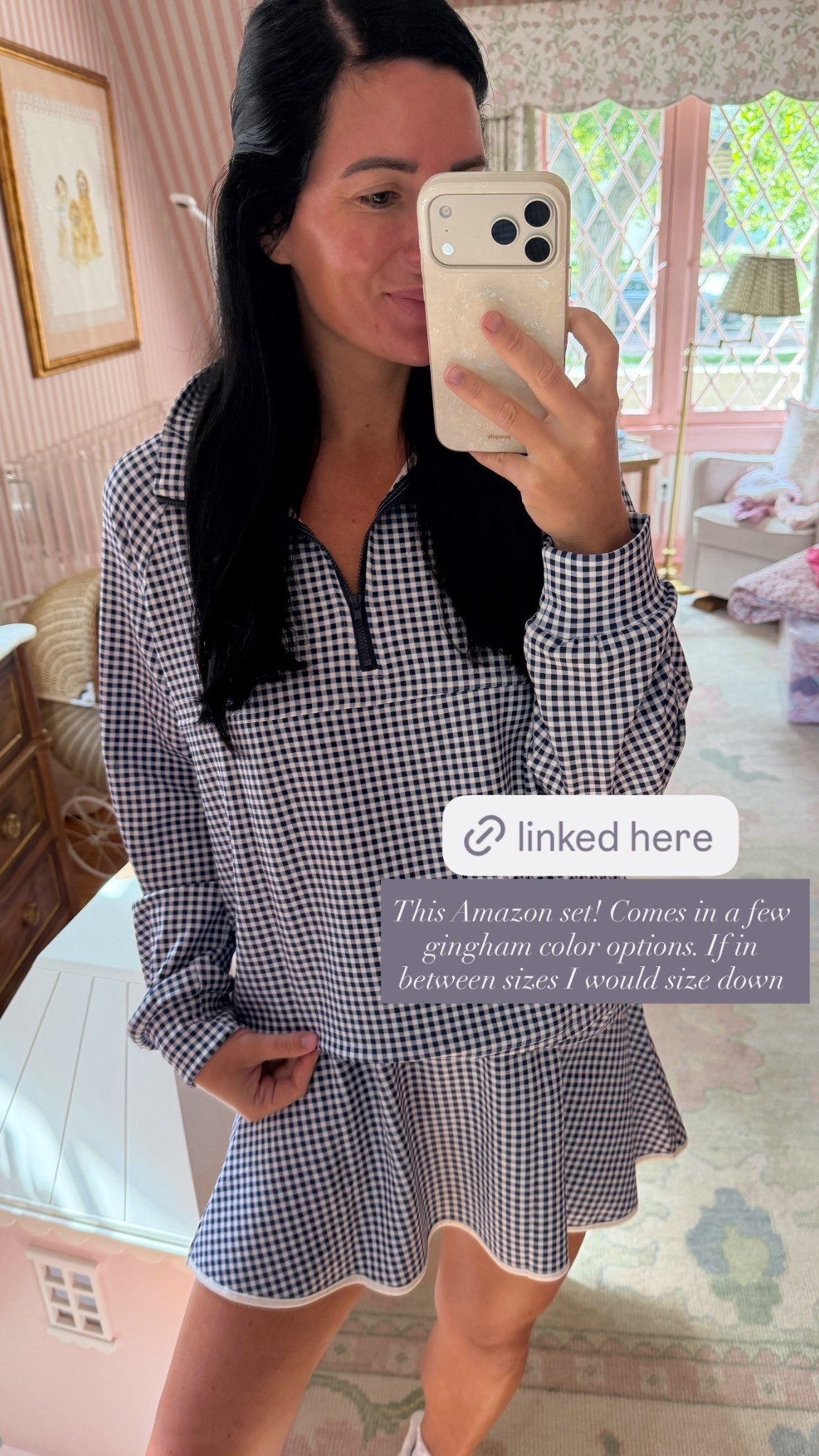 This Amazon set! Comes in a few gingham color options. If in between sizes I would size down