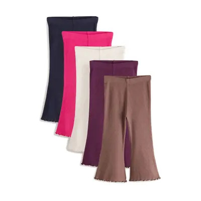 NEXT Kids' 5-Pack Stretch Cotton Rib Assorted Flare Leggings in Purple at Nordstrom, Size 18-24M | Nordstrom
