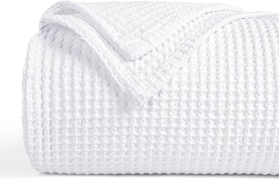 PHF 100% Cotton Waffle Weave Blanket Queen Size 90"x90"-Lightweight Washed Soft Breathable Blanke... | Amazon (US)