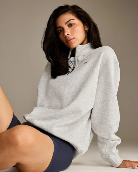 Foundations Oversized 1/4 Zip Sweatshirt 
 Light Grey Marl | Oner Active (UK / US)