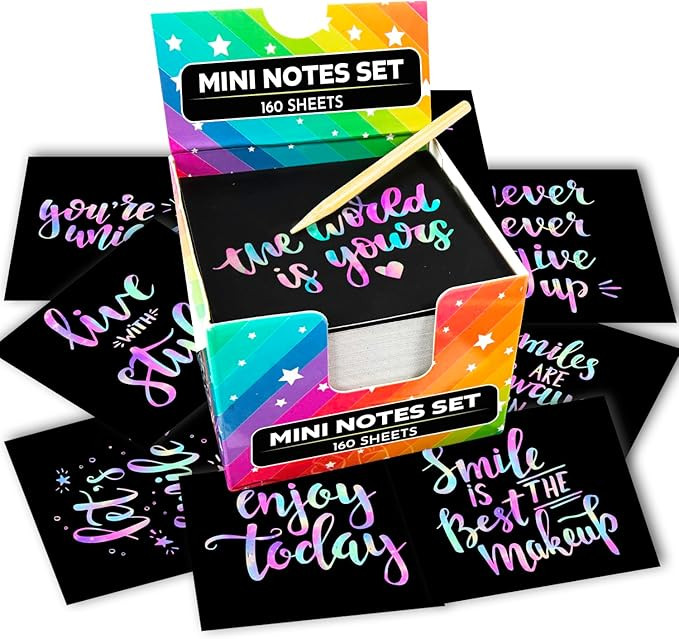 CHALKY CROWN Scratch Art Mini Notes (160 Sheets) Rainbow Scratch Paper Art Set - Scratch Art Part... | Amazon (US)
