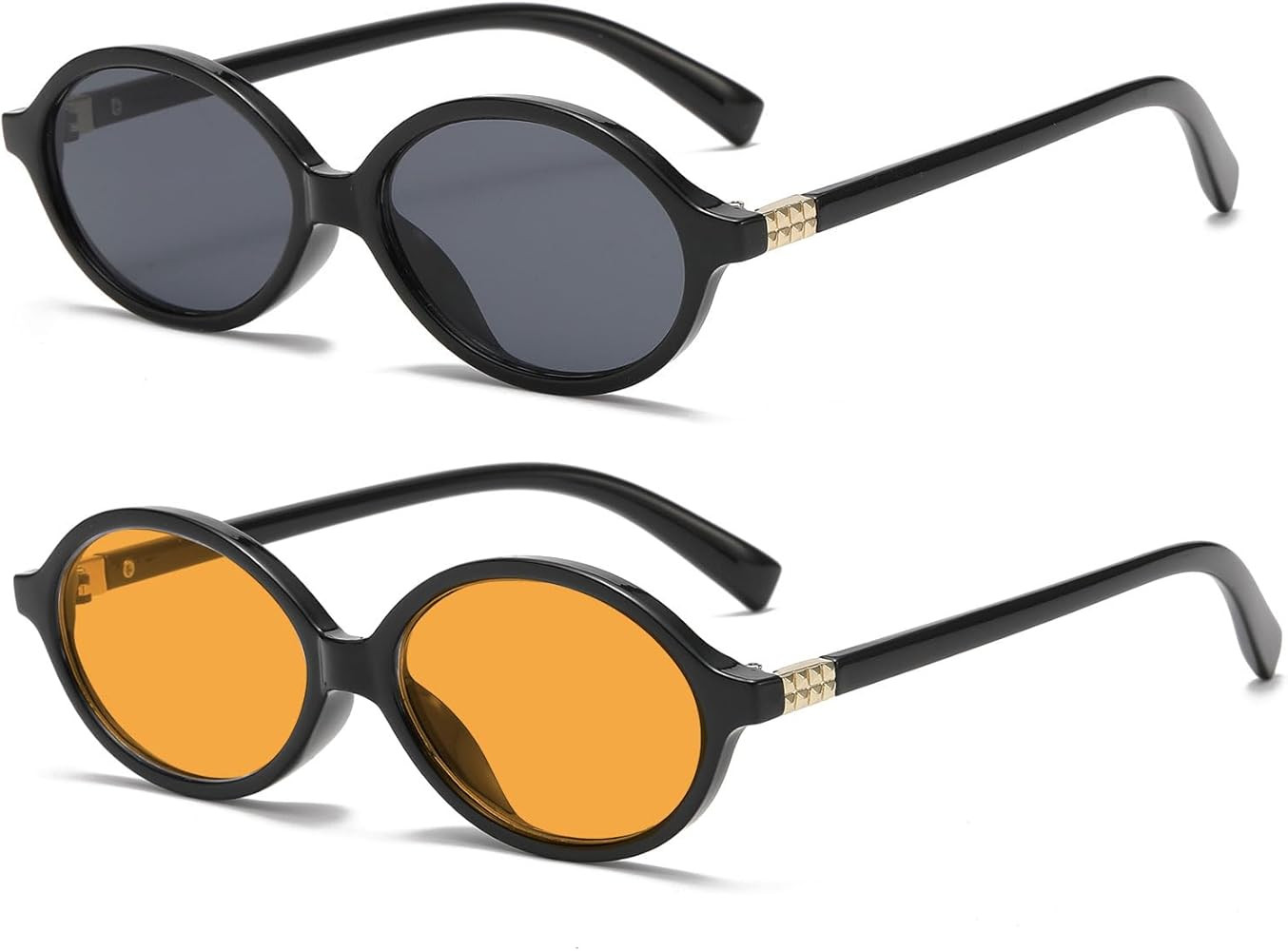 Retro Oval Sunglasses for Women Men Trendy Round Tortoise Sun Glasses 90s Vintage Shades | Amazon (US)