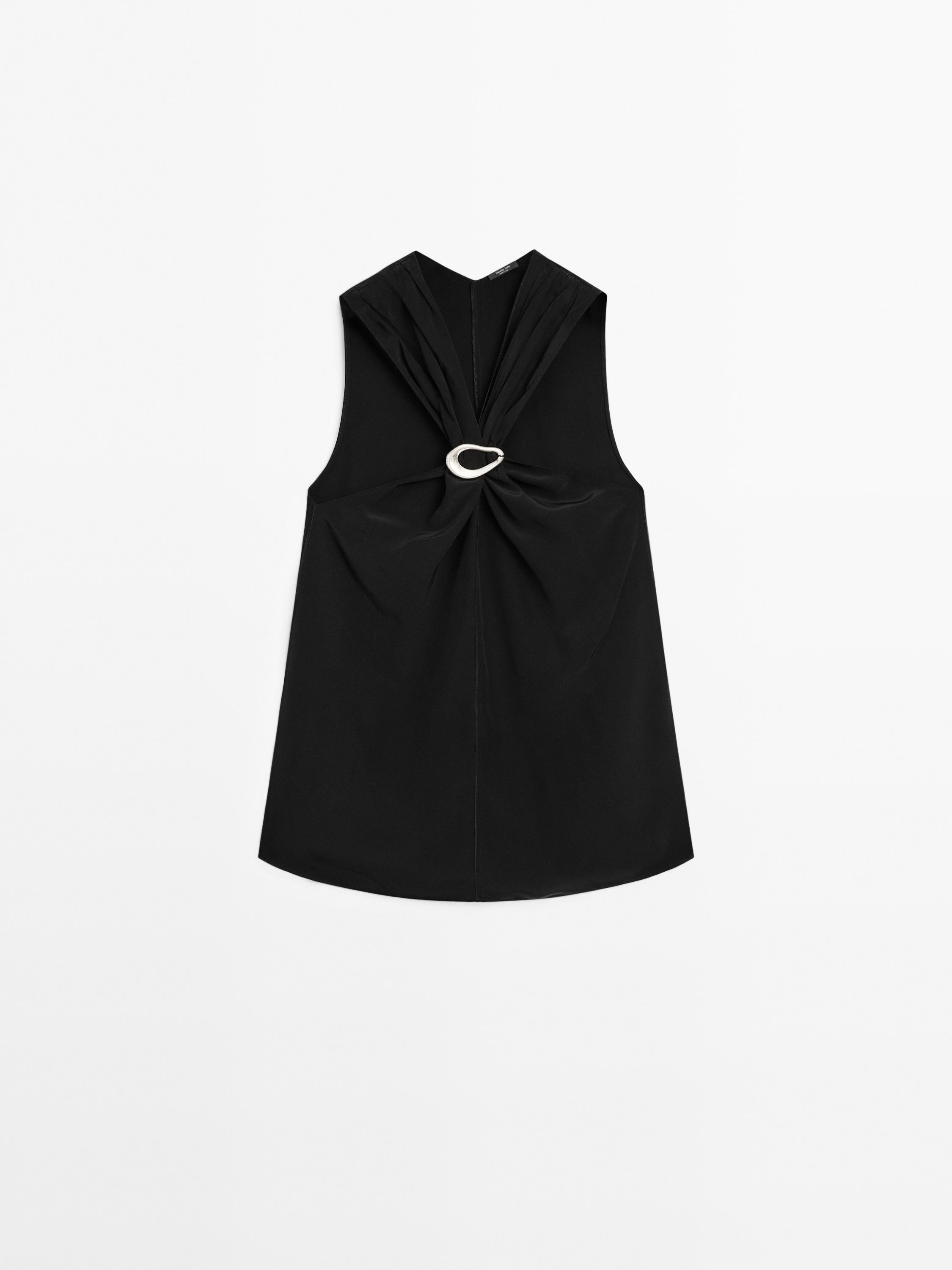 Halter top with removable brooch detail | Massimo Dutti UK