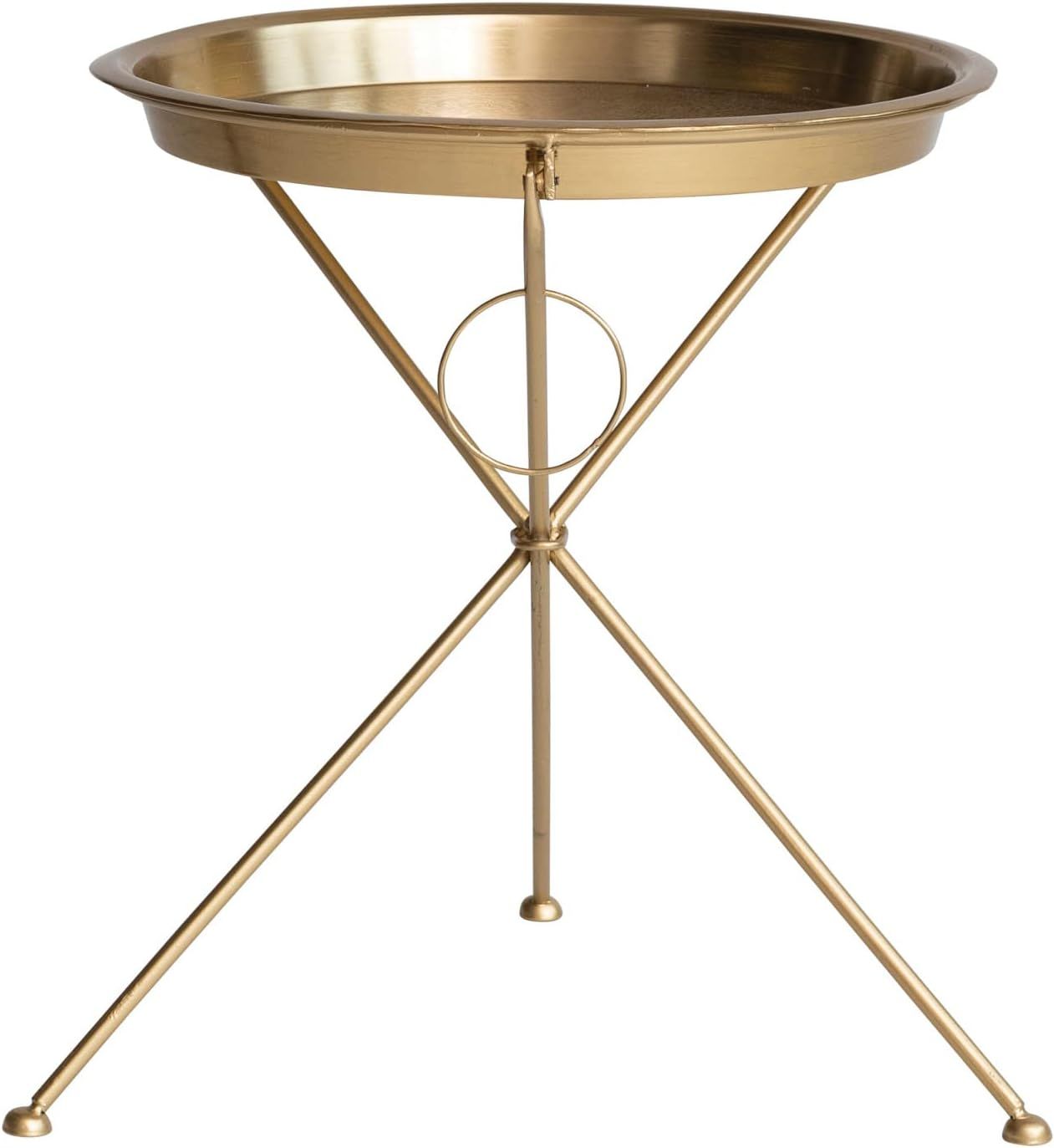 Creative Co-Op Art Deco Metal Folding, Brass Finish Tray Table | Amazon (US)