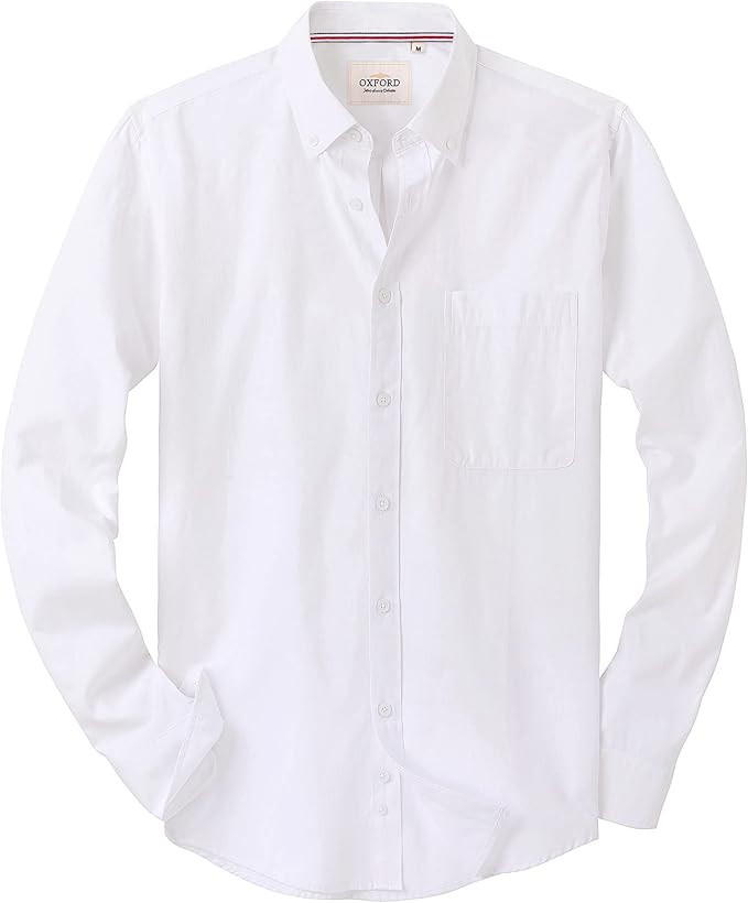 Alimens & Gentle Mens Solid Oxford Shirt Long Sleeve Dress Shirt Work Casual Button Down Shirts w... | Amazon (US)