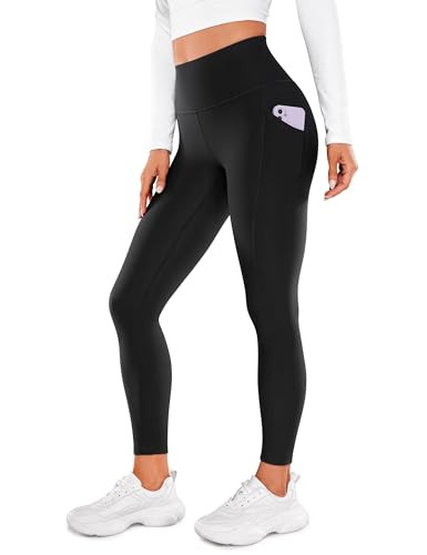 CRZ YOGA Womens Fleece Lined Leggings with Pockets 26.5" - Winter Thermal Warm Soft Water Resistant Casual Lounge Pants Black X-Small | Amazon (US)