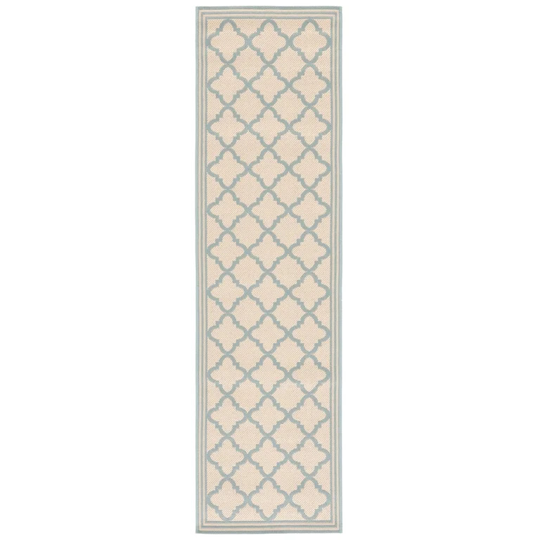 SAFAVIEH Beach House Richard Geometric Indoor/Outdoor Runner Rug, Cream/Aqua, 2'2" x 6' | Walmart (US)