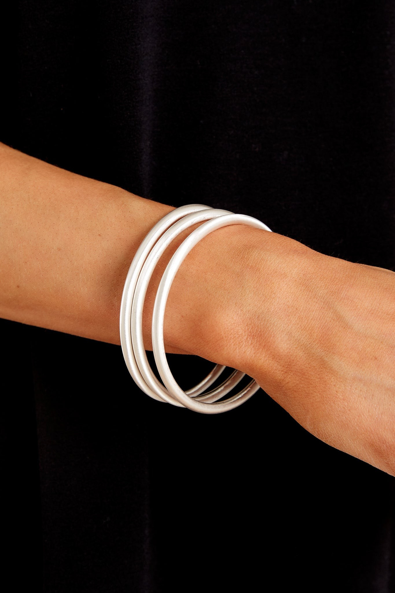 Romantic Feelings Silver Bangle Set | Red Dress 