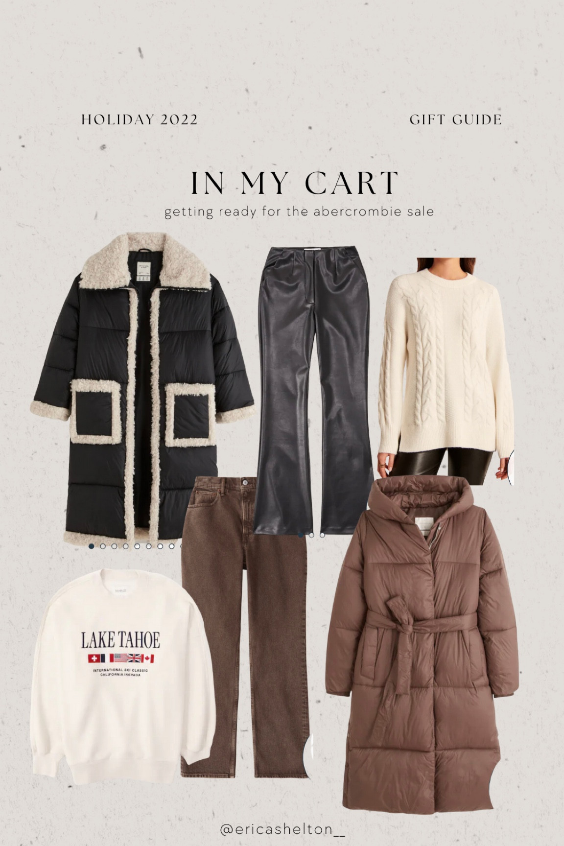 gift guide, holiday outfit, gift ideas, puffer jacket, leather pants, oversized sweatshirt, cable knit sweater, trendy style, neutrals

#LTKGiftGuide #LTKxAF #LTKsalealert