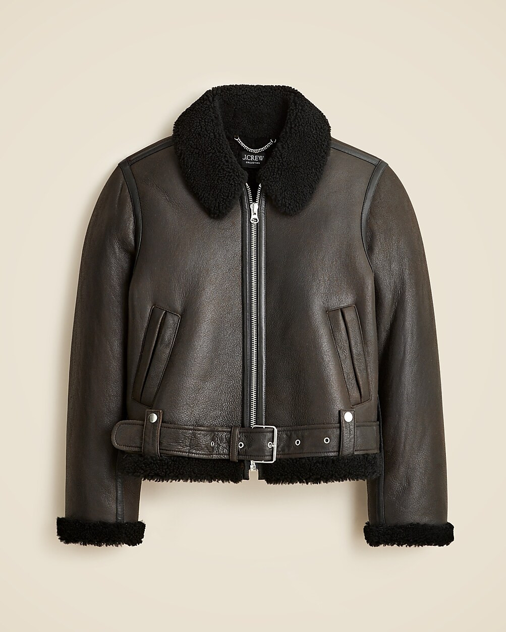Collection shearling leather jacket | J. Crew US
