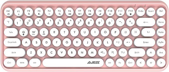 NACODEX 84-Key Pink Wireless Bluetooth Keyboard with Cute Retro Round Keycaps, Comfortable Ergono... | Amazon (US)