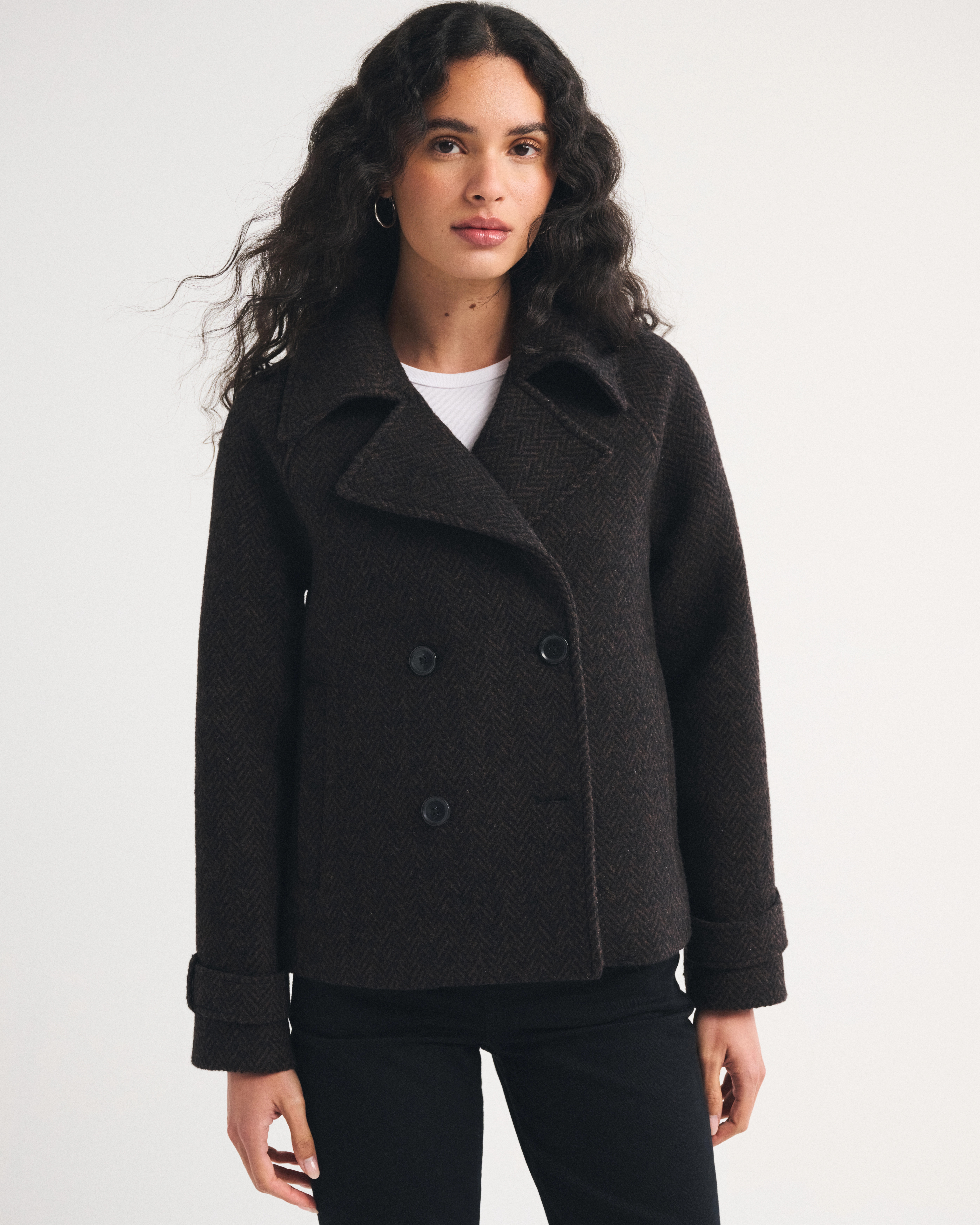 A&F Carrie Short Wool-Blend Trench Coat | Abercrombie & Fitch (US)