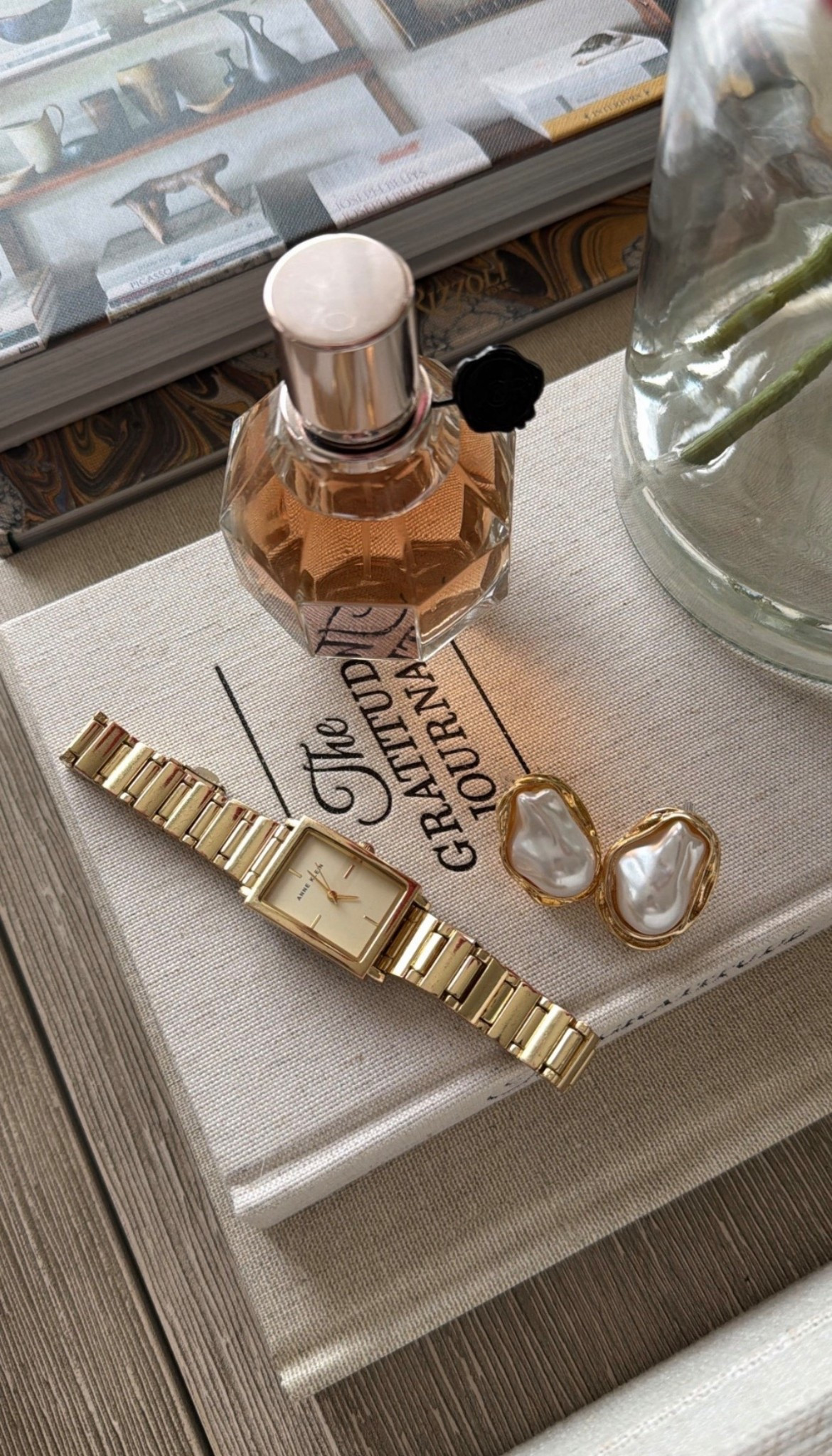 the gold tone of this watch is just beautiful.  comes in an elevated very presentable looking anne klein box! mayes a great gift 
thx gratitude journal comes in new spring colors too.  check it out.  earrings are also amazon!  linked exact!

#LTKMothersDay