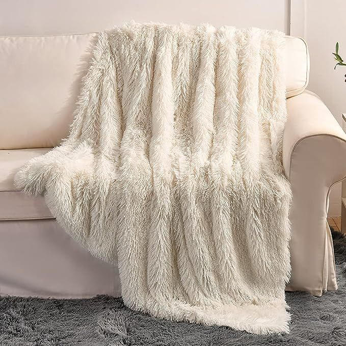 Super Soft Plush Faux Fur Blanket 50" x 60",Fluffy Cozy Comfy Furry Warm Throw Blanket Sherpa Fuz... | Amazon (US)
