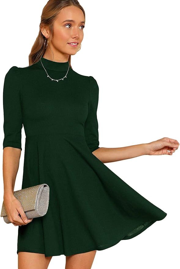 Floerns Women's Mock Neck Fit and Flare Work Cocktail Dress | Amazon (US)