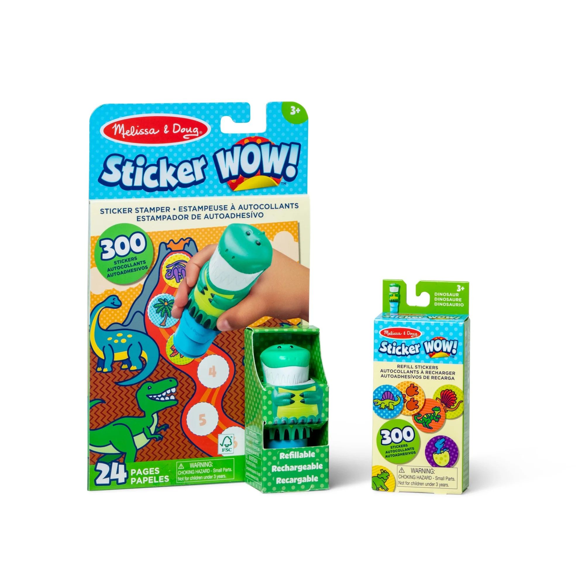 Sticker WOW!® Dinosaur Bundle: Sticker Stamper & Activity Pad + 300 Refill Stickers | Melissa and Doug