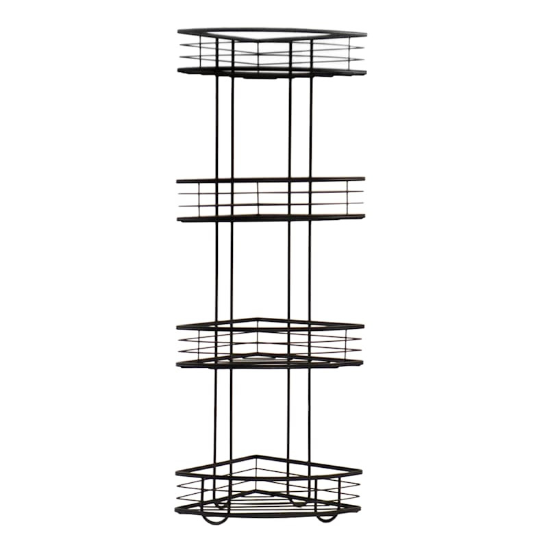 Manhattan 4-Tier Corner Storage Stand, Matte Black | At Home