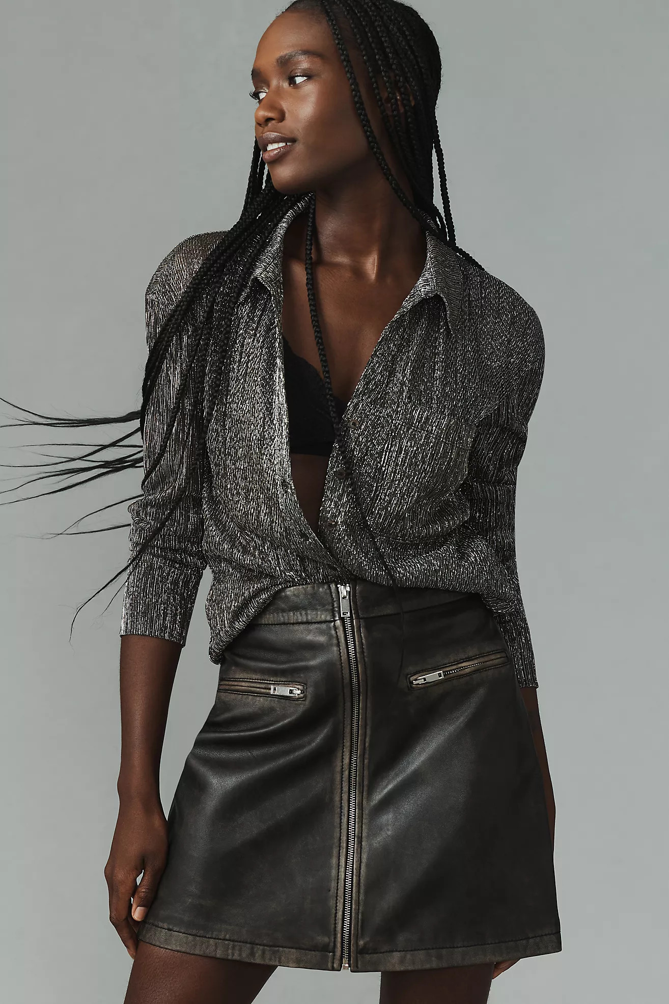 Pilcro Metallic Buttondown Shirt | Anthropologie (US)