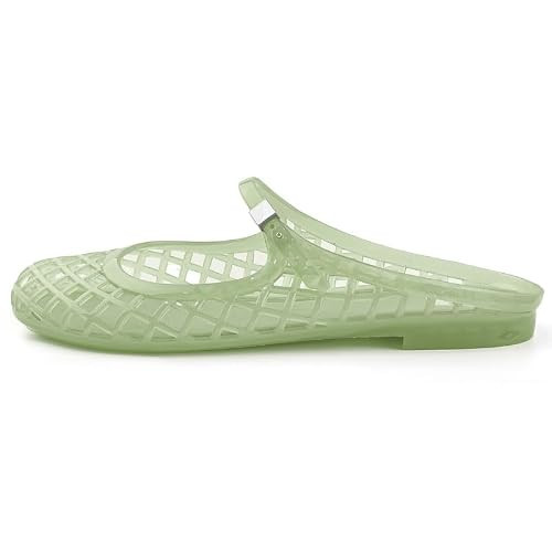 MAVMAX Jelly Slide Sandals for WomenGreen Mary Jane Mules Breathable Closed Toe Flat Summer Slip On Mesh Slides for Woman Size 9.5 | Amazon (US)