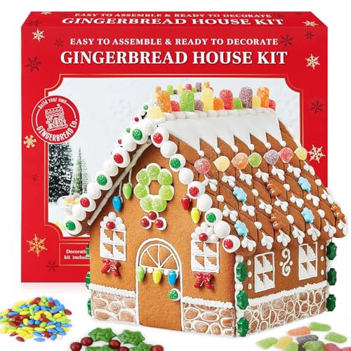 Gingerbread House Kit - DIY Christmas Decorating for Kids & Adults - Pre-Baked 6 Pre-Cut Panels with Icing & Candies - Easy Assembly on Any Flat Surface - No Baking Needed | Amazon (US)