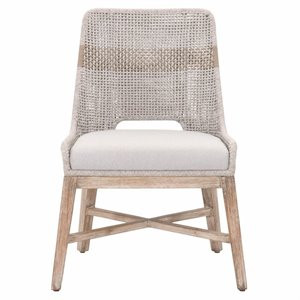 Maklaine Rope Dining Side Chair in Taupe and White (Set of 2) | Cymax