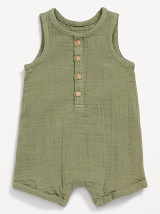 Unisex Sleeveless Henley Romper for Baby | Old Navy (US)