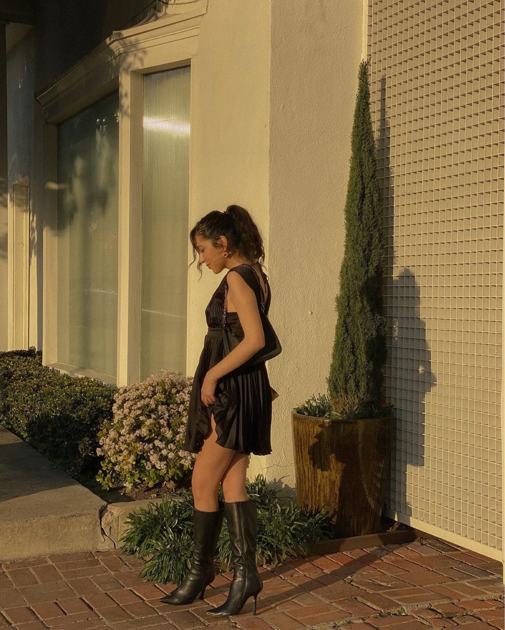 Abercrombie mini dress, Steve Madden black boots, black bag #datenight #blackdressootd #abercrombiestyle 

#LTKSale #LTKGiftGuide #LTKSeasonal