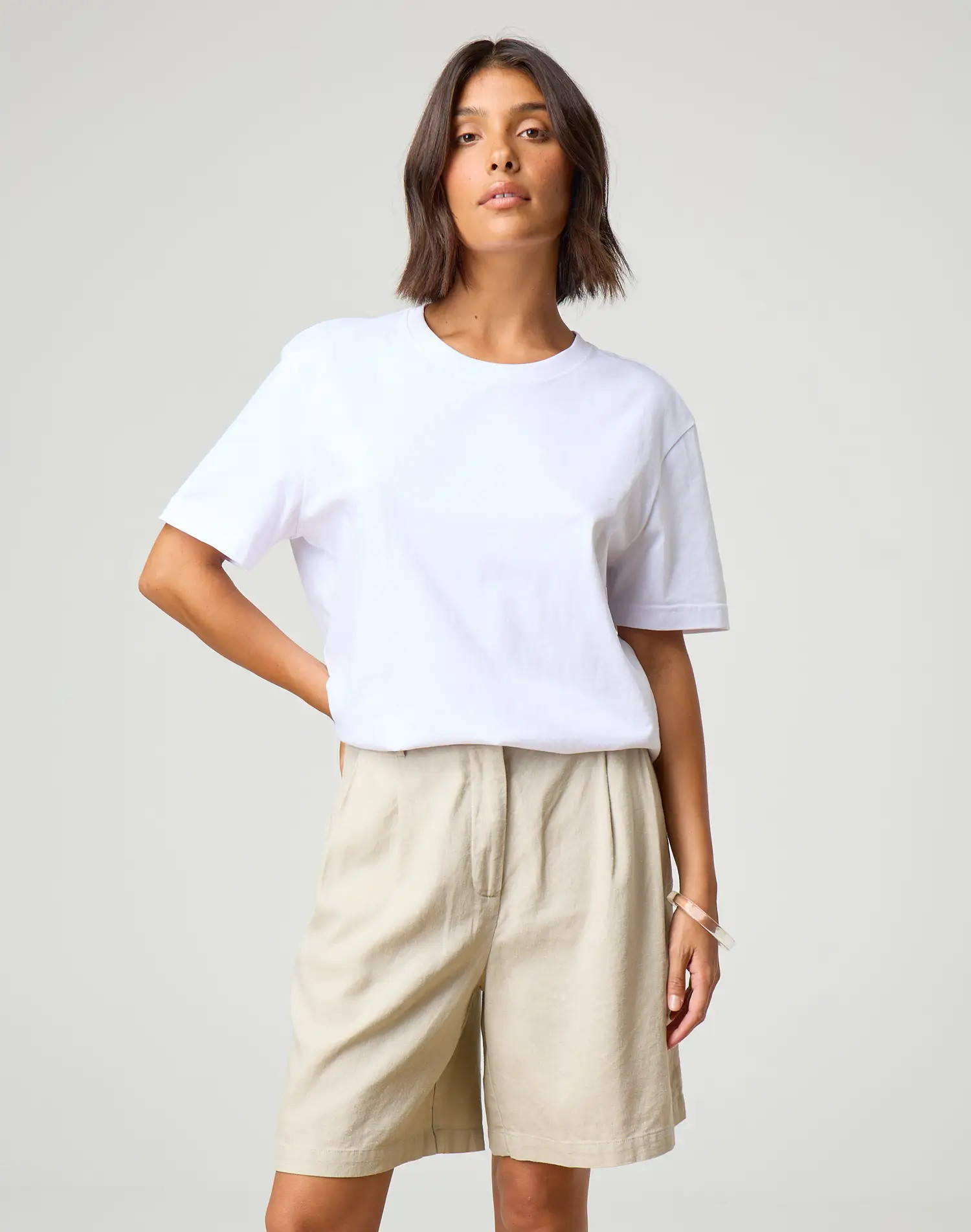 Linen Blend Pleated Longline Short | Glassons (Australia)