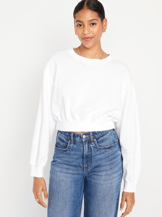 Oversized Cropped Fleece Sweatshirt for Women | Old Navy (US)