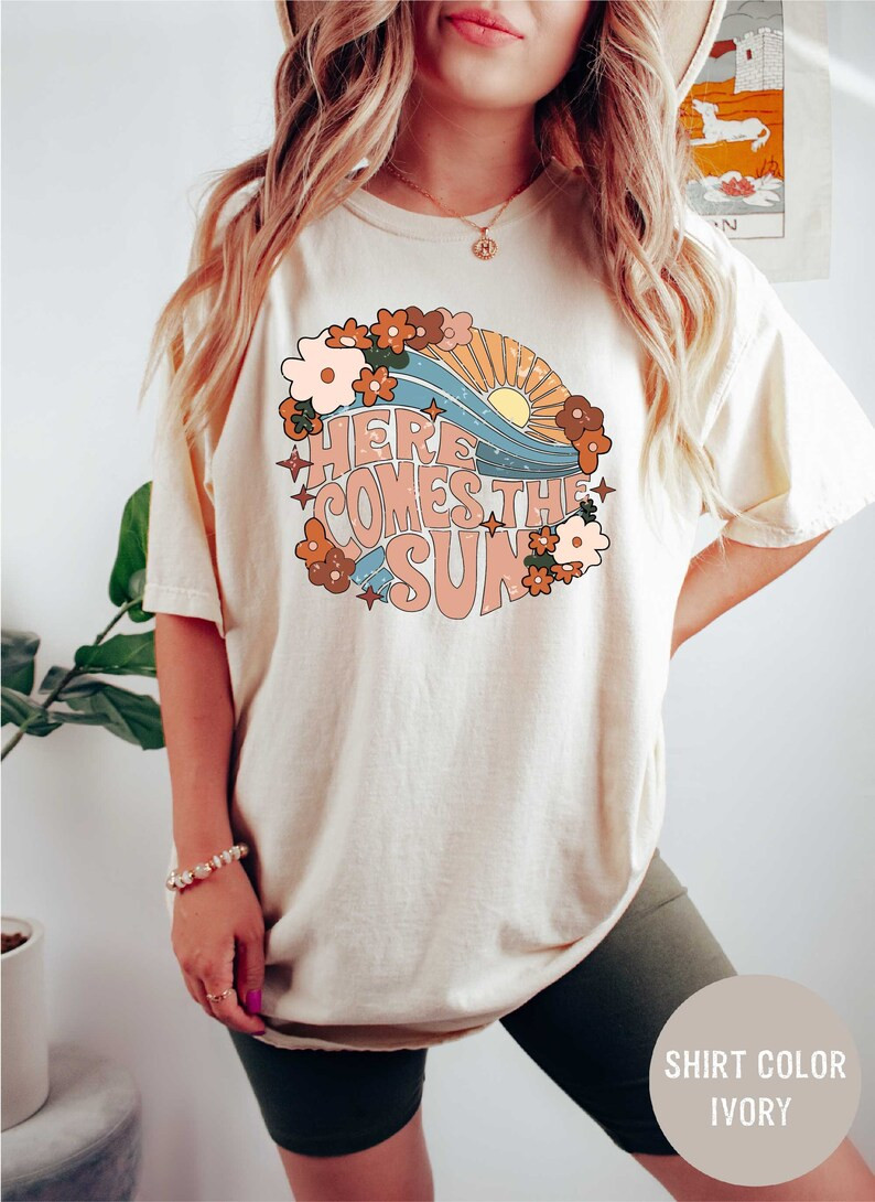 Here Comes the Sun T Shirt for Women, Travel Beach Vacation Shirt, Sunshine Shirt, Motivational S... | Etsy (US)