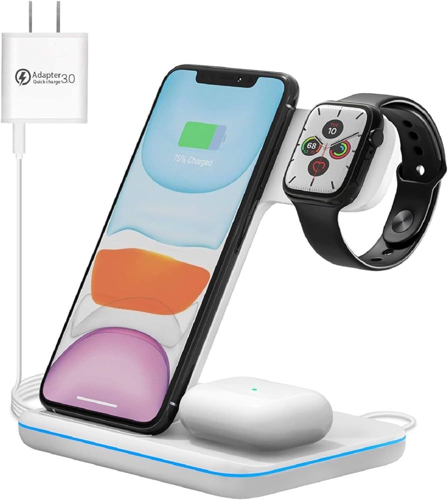 Charging Station for Apple Devices, Wireless Charger Compatible with iPhone 13/12/12 Pro/11/X/XS/... | Amazon (US)