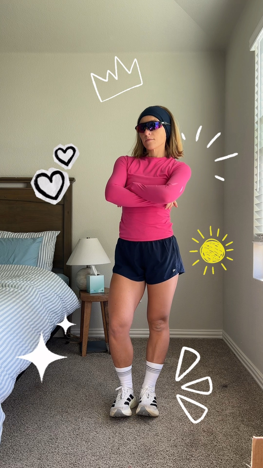 Stepping into winter runs and workouts in the coziest, cutest, and most functional gear ❄️✨ This outfit is a total favorite for runners, workout lovers, and anyone who loves athleisure that actually performs.

I’m wearing Fabletics running shorts, an Amazon performance top, Target sports bra, Adidas running shoes, Brooks running socks, running sunglasses, and Amazon non-slip headbands — everything you need for a comfortable, stylish, and practical winter run or sweat session. 💖💙 The colors are giving me pink + navy blue vibes with classic white & black shoes — perfect deeper tones to brighten your colder-weather runs.

This is also the ultimate holiday gift idea — for the runner, the gym babe, or the workout girlie in your life. Whether she’s hitting the pavement, treadmill, or fitness studio, this look keeps her warm, supported, and cute.

Perfect for:
🏃‍♀️ Running
🏋️‍♀️ Gym workouts
🧘‍♀️ Yoga + athleisure
💝 Holiday gifting for runners & workout lovers
❄️ Winter runs & outdoor workouts
👟 Everyday athleisure style

If you’re looking for high-performance, cozy, and stylish winter workout pieces, this combo is it. Your next run, walk, or sweat session just got a serious upgrade ✨

#LTKActive #LTKootd #LTKgrwm