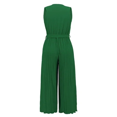 nsendm White Jumpsuit Womens Summer Belted Romper Keyhole Back Short Sleeve Jumpsuit Playsuit Green  | Walmart (US)
