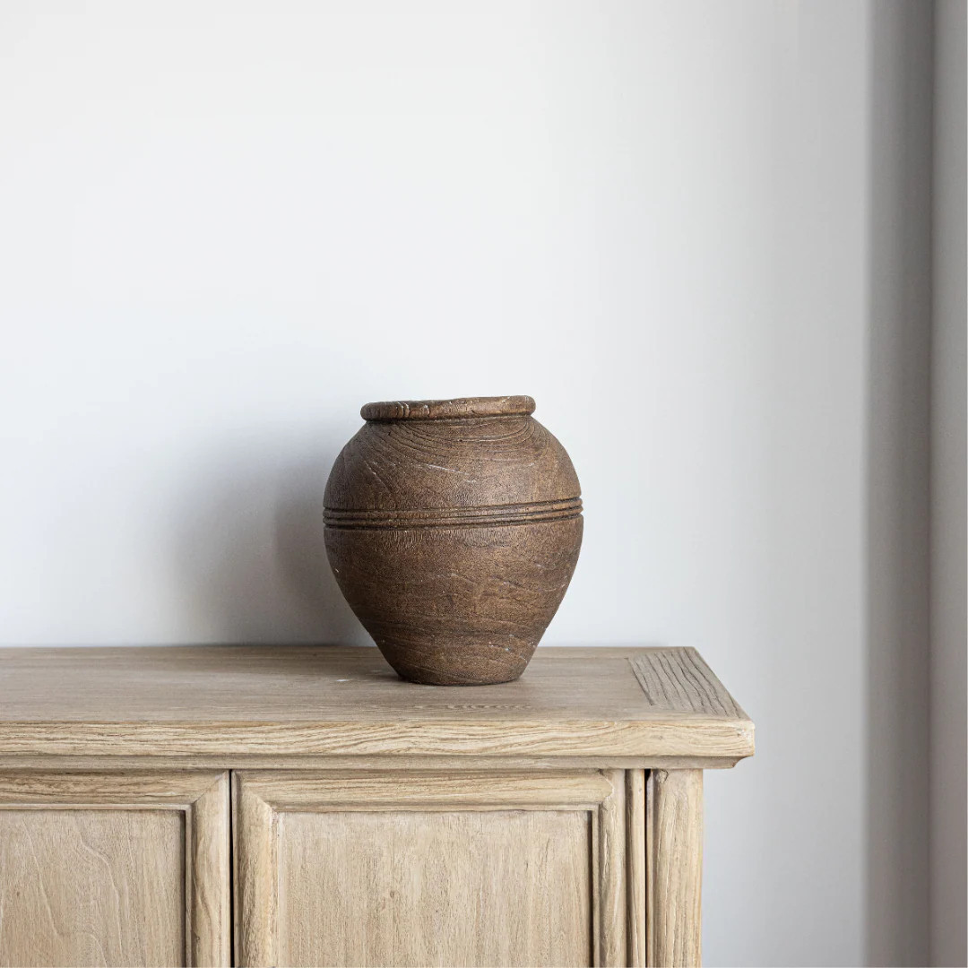 Brown Cement Line Vase | By Luxe B Co. | Luxe B Co