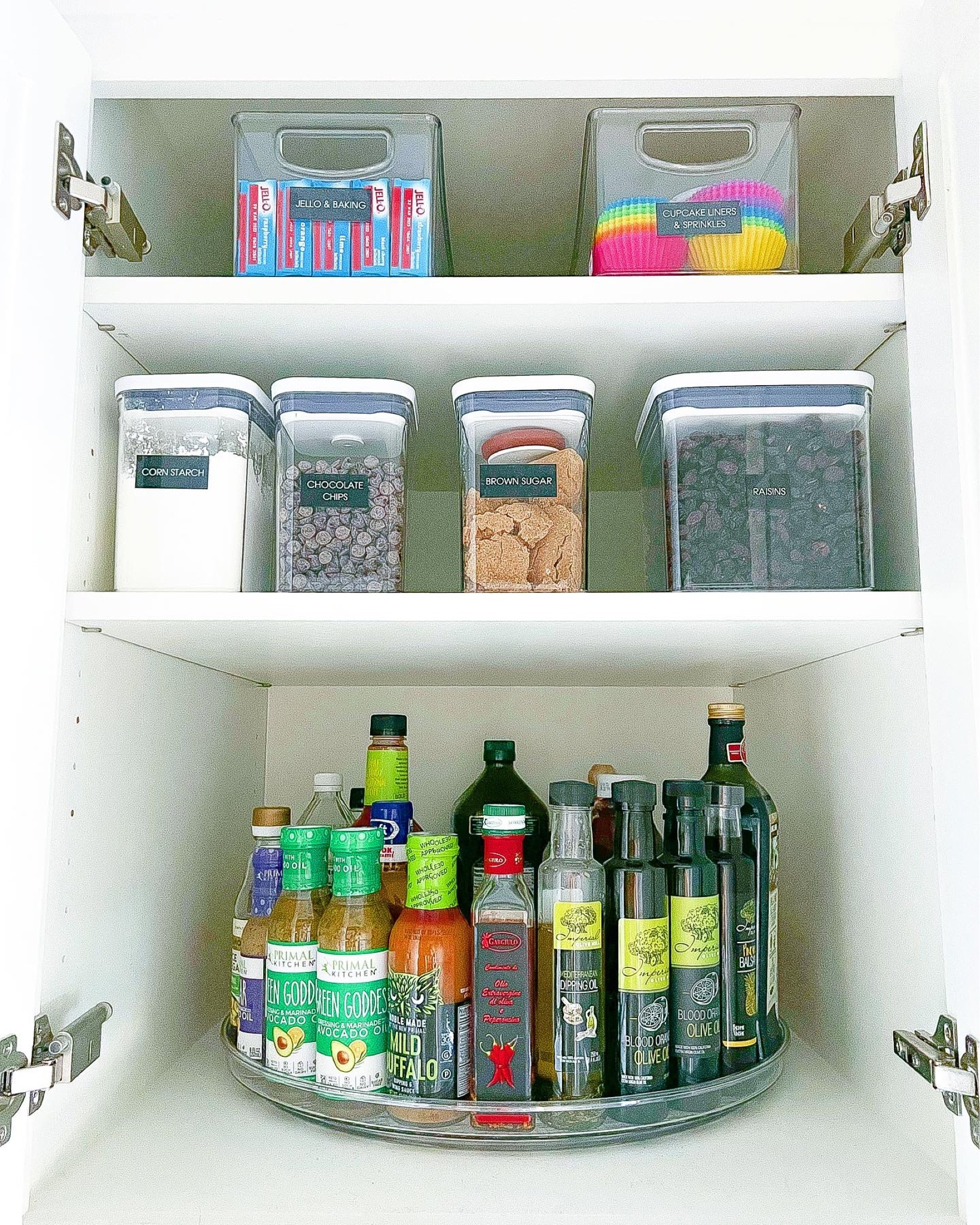 🙏🏻 A few things I’m grateful for…in no particular order. 

1.  The new 20” turn tables @thecontainerstore. I’ve used 7 of them in the last two projects. They work so perfectly for deep cabinet pantries. 

2. Adjustable shelving. I cannot tell you how much this helps the organization process. It makes every spur of the moment idea a possibility. 

3. When clients have furry friends. Yes, I love organization…but I might love your dog or cat a little more. Pippa was such a cuddle bug. 

3. When I get full permission to completely re-think and re-home items in your space. This pantry/kitchen was FULL of amazing storage, but just wasn’t being used to its full potential. When we can rethink a space it becomes more functional and has better FLOW. 🧘🏻‍♀️ 

4. Clients who take the purging process seriously. A solid decluttering session makes ALL the difference. Whether it’s a closet, kitchen, pantry or bathroom…the end result is 100 times better when you know you use and love everything in there. 

#LTKfamily #LTKhome #LTKunder50