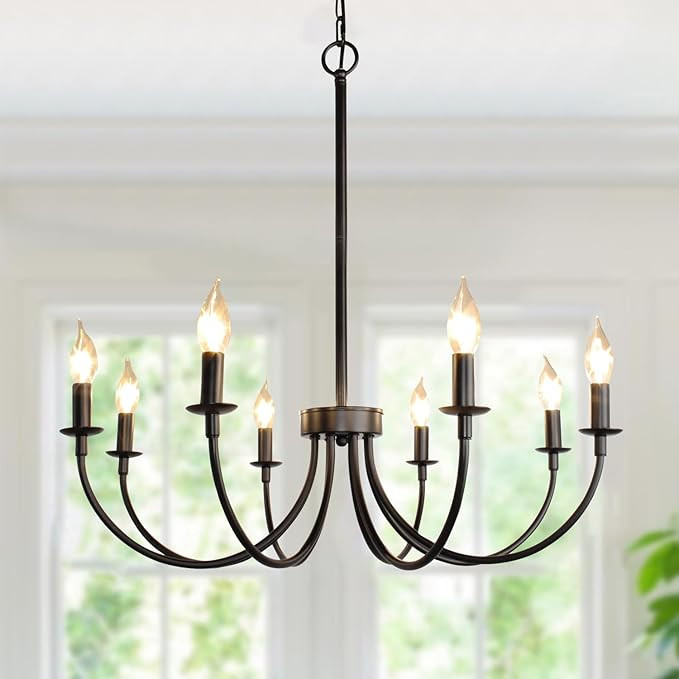 8-Light Black Chandeliers for Dining Room, Dining Room Light Fixtures, Farmhouse Candle Chandelie... | Amazon (US)