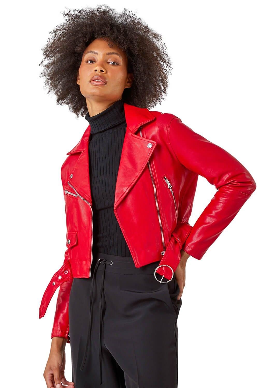 Jackets & Coats | Cropped Faux Leather Biker Jacket | Dusk | Debenhams UK