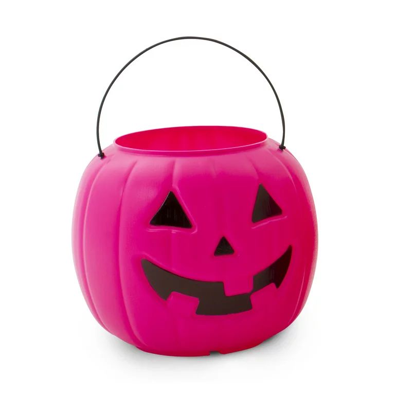 Way To Celebrate Halloween Pumpkin Treat Pail, Pink | Walmart (US)