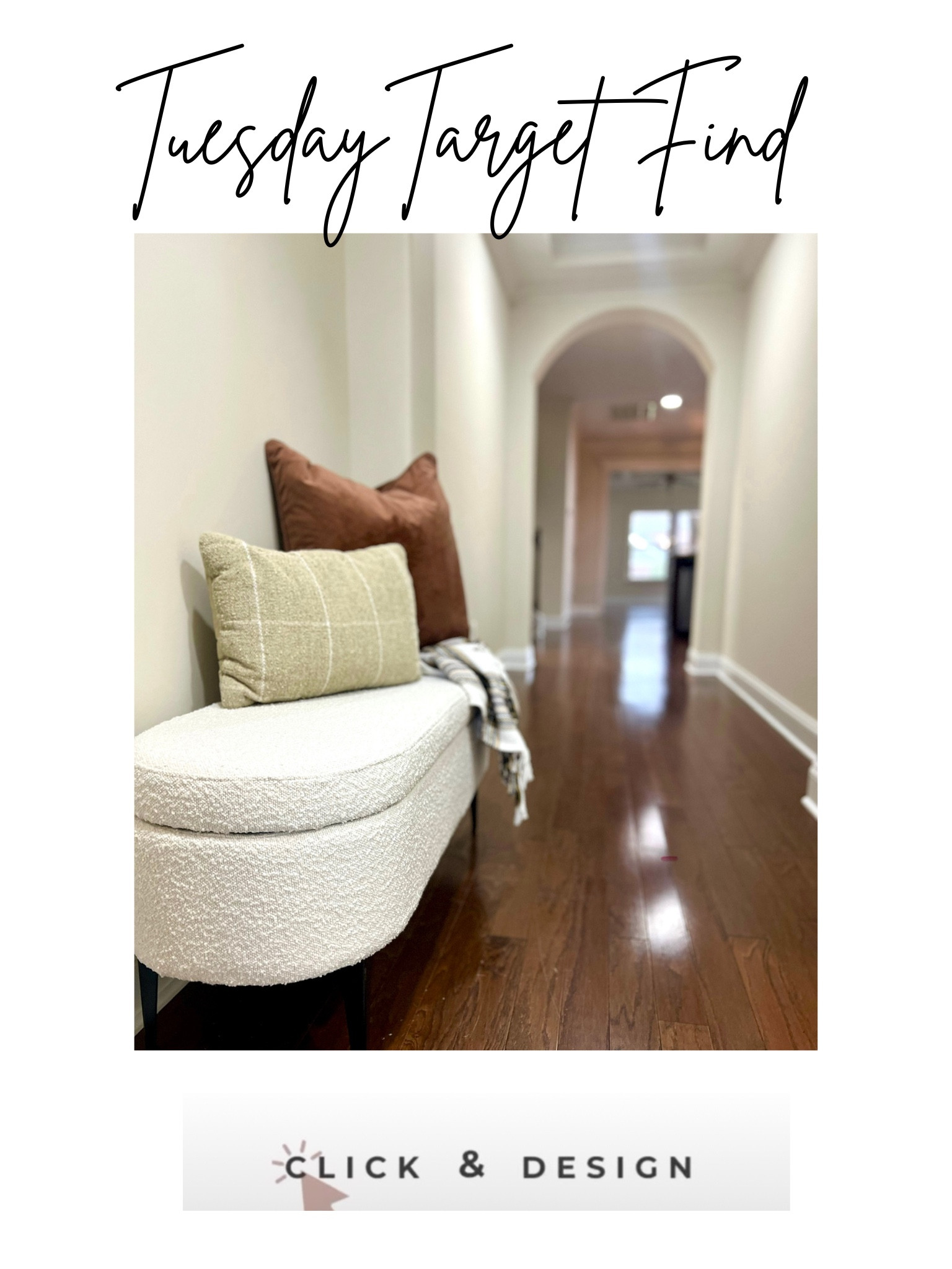 It’s our Tuesday Finds - and today we found a cute boucle bench at Target that we love ! Shop it below .