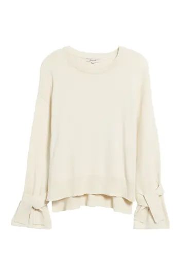 Women's Madewell Tie Cuff Pullover Sweater, Size X-Small - Ivory | Nordstrom
