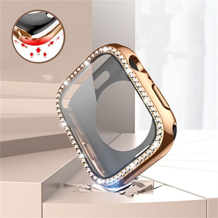 Compatible With Apple Watch 1pc Full Cover Case With Tempered Glass And Rhinestone Fits For 40/41... | SHEIN