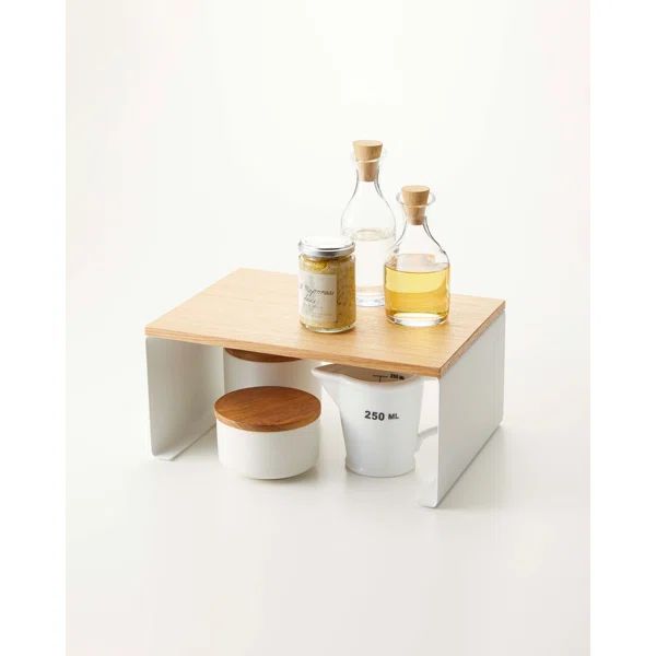 Tosca Yamazaki Home Wood-Top Stackable Kitchen Rack, Modern Counter Shelf Organizer | Wayfair North America