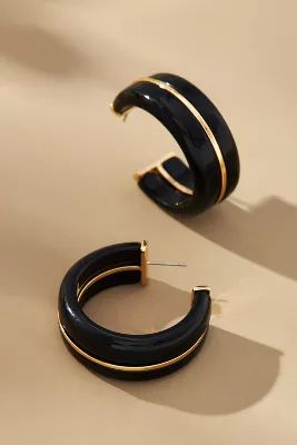 Thick Enamel Open Hoop Earrings | Anthropologie (US)